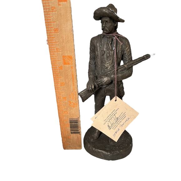 Michael Garman Stage Driver Sculpture Vintage 1987 Cowboy Bronzetone Statue READ - Picture 1 of 16